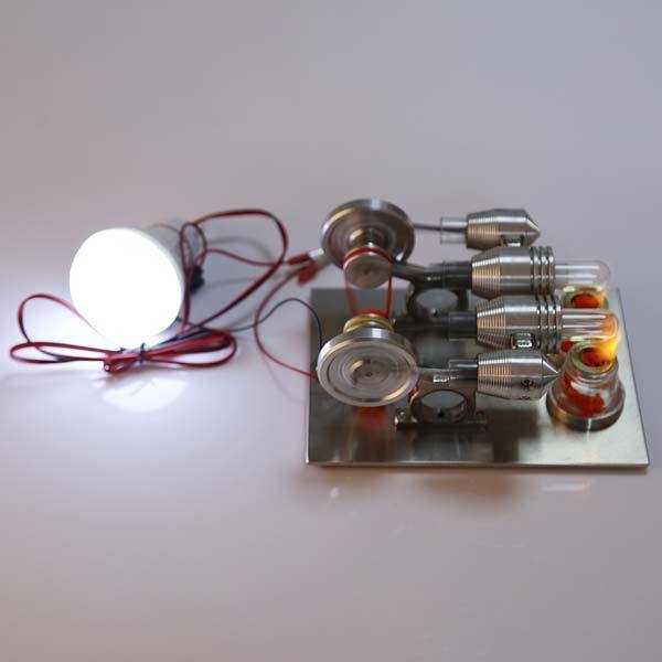 Stirling Engine 2 Cylinder Stirling Engine Model with Electricity Generator Science Toy