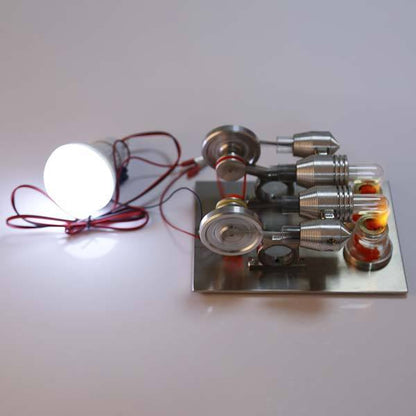 Stirling Engine 2 Cylinder Stirling Engine Model with Electricity Generator Science Toy