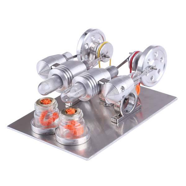 Stirling Engine 2 Cylinder Stirling Engine Model with Electricity Generator Science Toy