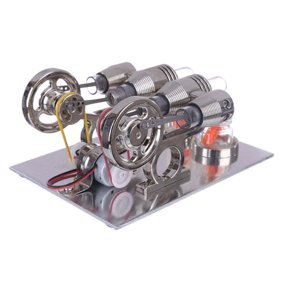 Stirling Engine 2 Cylinder Stirling Engine Model with Electricity Generator Science Toy
