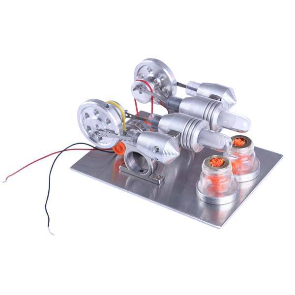 Stirling Engine 2 Cylinder Stirling Engine Model with Electricity Generator Science Toy