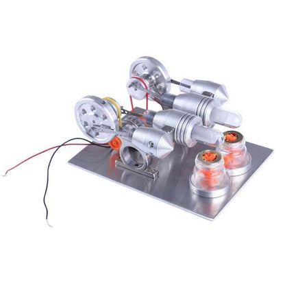 Stirling Engine 2 Cylinder Stirling Engine Model with Electricity Generator Science Toy