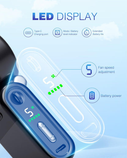 Mini Portable Handheld Turbo Fan — Compact & Powerful, Silent Operation, Ultra-Long Battery Life — 5-Speed Adjustable Rechargeable Fan