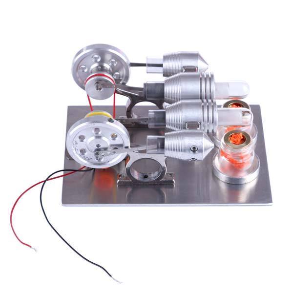 Stirling Engine 2 Cylinder Stirling Engine Model with Electricity Generator Science Toy