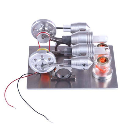 Stirling Engine 2 Cylinder Stirling Engine Model with Electricity Generator Science Toy