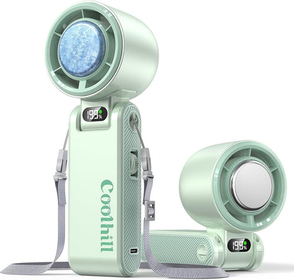 Coolhill Handheld Portable fan with Turbo Cooling - Hand Held Fan Rechargeable, 1-199 Speeds, Up to 12Hrs Battery Life, Powerful Mini Personal fan for Travel, Outdoor, Beach & Makeup