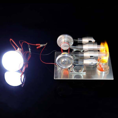 Stirling Engine 2 Cylinder Stirling Engine Model with Electricity Generator Science Toy