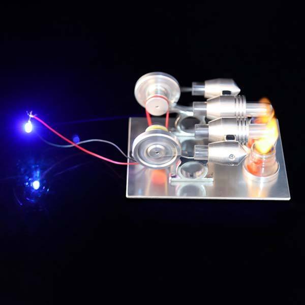 Stirling Engine 2 Cylinder Stirling Engine Model with Electricity Generator Science Toy