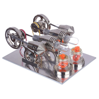 Stirling Engine 2 Cylinder Stirling Engine Model with Electricity Generator Science Toy