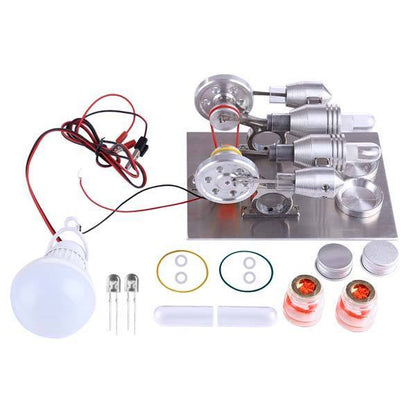 Stirling Engine 2 Cylinder Stirling Engine Model with Electricity Generator Science Toy